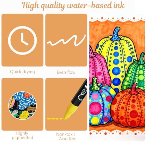 nauets 12 Colors Precision Dual Tip Acrylic Paint Markers Pens - Dot & Fine - Image 4