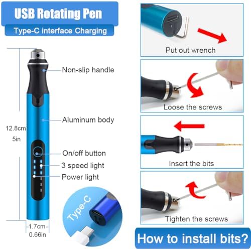 Resin Polishing Tools Kit,Electric Resin Drill Kit,Rotary Pen & Deburring Tool 3D Printing for Keychain Making,Jewelry Art,Resin Duberring, Drilling,Polishing,Engraving,DIY - Image 3
