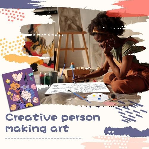 Sherr 108 Pcs Flower Sip and Paint Kit, Pre Drawn Canvas for Adults - Image 4