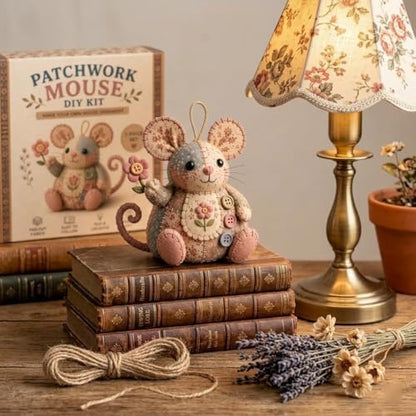 OZSZN Patchwork Mouse DIY Kit – Handmade Sewing Craft Set with Buttons & Fabric, Cute Mouse Ornament for Adults Beginners, Creative Animal Craft Project (W) - Image 4