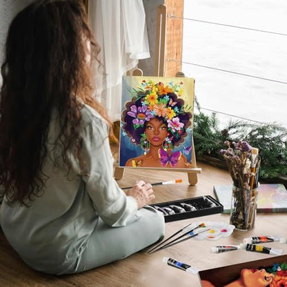 Cholemy 36 Pcs Paint and Sip Kit Gift for Adults 8''x10'',Flower Lady - Image 4