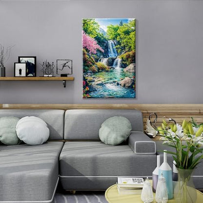 JOOZ Paint by Numbers Kit for Adults with Frame, Landscape Paint by Number with Easel, Mountain Waterfall Paint by Number Canvas, DIY Landscape Oil Painting Kit for Home Wall Decor 8x12 Inch - Image 5