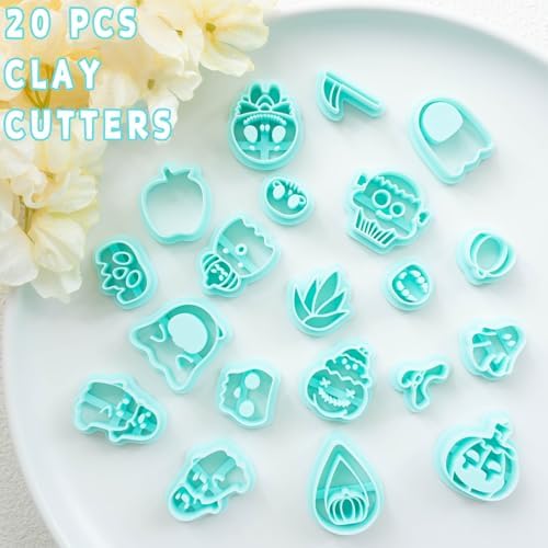 Tainsky Halloween PolymerClay Cutters - 20 Shapes Fall Polymer Clay Cutters for Earrings - Image 2