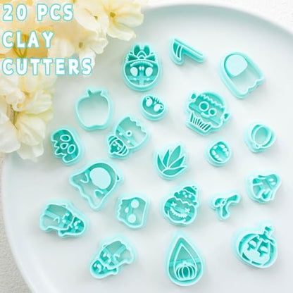 Tainsky Halloween PolymerClay Cutters - 20 Shapes Fall Polymer Clay Cutters for Earrings - Image 2