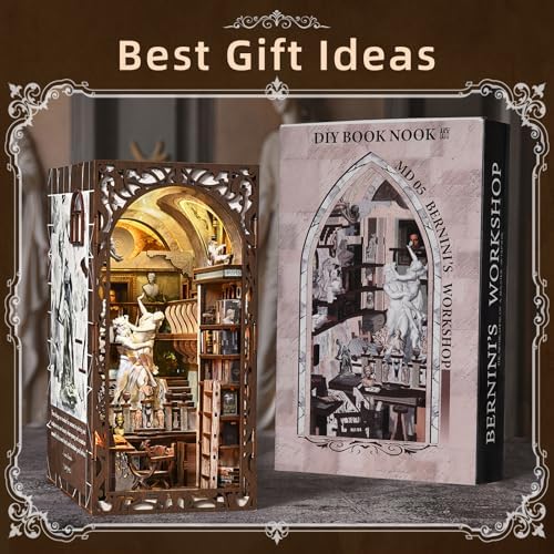 Bernini's Sculpture Workshop Book Nook Kit, DIY Miniature House with LED - Image 6