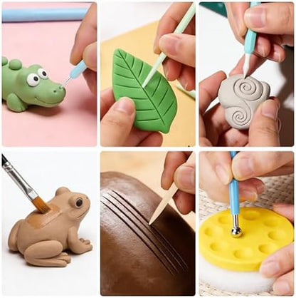 Acantha 35 PCS Pottery Tools Kit, Professional Ceramic Sculpting, Carving, and Air Dry Clay Kit for All Ages - Includes Trimming, Dotting, Embossing, Scoring, Fondant, Painting and Polymer Clay Tools - Image 7