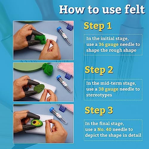 IMZAY Needle Felting Tools, 3 Size 60 Pcs Needle Felting Needles - Image 4