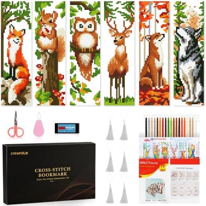 CYANFOUR 6 Pcs Cross Stitch Bookmark Kit for Beginners by Cyanfour