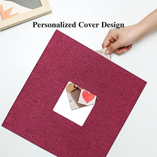 Vienrose Large Self Adhesive Photo Album with Window 13x12.6 60 Pages Red - Image 2