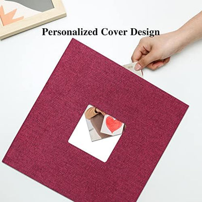 Vienrose Large Self Adhesive Photo Album with Window 13x12.6 60 Pages Red - Image 2