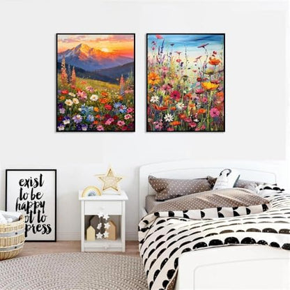 Clendo 4PCS Flowers Paint by Numbers Kit for Adults Beginner, Wild Floral Adult Paint by Number Kits on Canvas, Oil Painting Kit for Beginners Gift Home Wall Decor（12 * 16inch） - Image 5