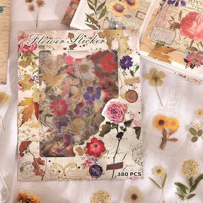 380 Pcs Natural Flower Stickers for Scrapbooking, Vintage Floral Stickers Decals Aesthetic Watercolor Stickers for Journaling Phone Case Stickers Art Bullet Junk Journal Planners DIY Craft Notebook - Image 2