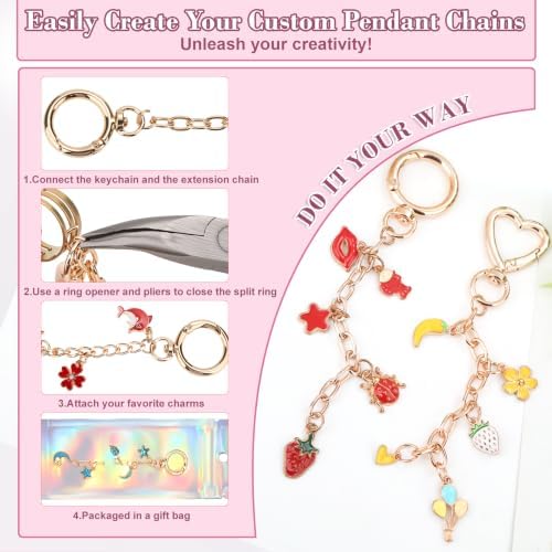 Modacraft 475 Pcs Gold Charms Lip Gloss Keychain Making Kit with Tool - Image 4