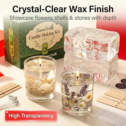LumaCraft Clear Gel Wax for Candle Making - 4.4LB (2000g) Transparent Jelly Candle Wax with Wicks, Wick Stickers & Holders - Non-Toxic, Unscented DIY Gel Wax for Beginners & Crafters - Image 3