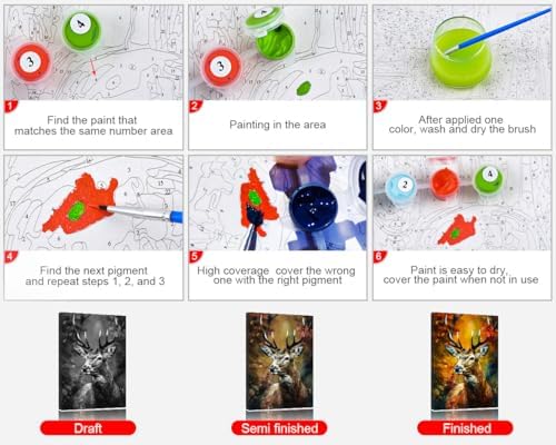 TUMOVO Paint by Numbers Kit for Adults Beginner Majestic Deer Painting - Image 6