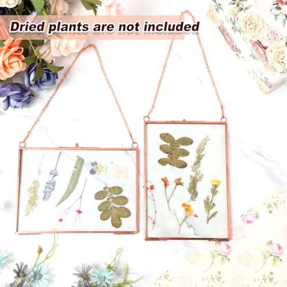 Barydat 12 Pcs Pressed Flower Frame Floating Glass Frames, 5“x7”, Rose Gold - Image 3