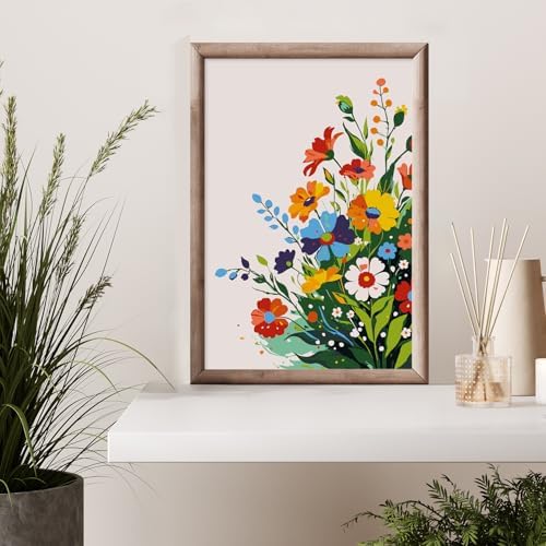 Possoco Framed Paint by Numbers Kit for Adults Beginner & Kids, Flowers Easy Adult Paint by Number Kits on Canvas, DIY Colorful Acrylic Number Painting for Adults for Home Decor Gift 8x12 Inch - Image 2