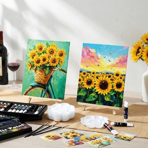 Cholemy 36 Pcs Paint and Sip Kit Gift for Adults 8''x10'',Sunflower - Image 2
