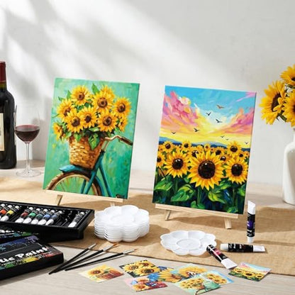 Cholemy 36 Pcs Paint and Sip Kit Gift for Adults 8''x10'',Sunflower - Image 2