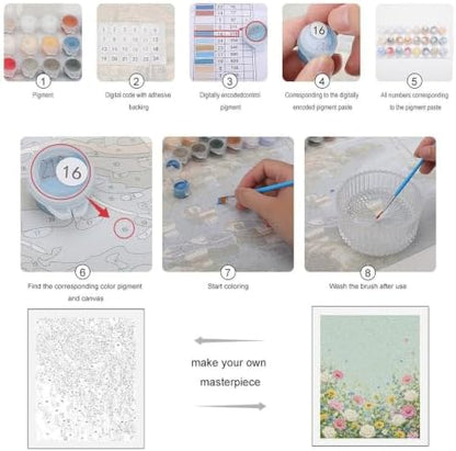 Paint by Numbers Kit for Adults Beginner Art Decor Mint Garden Floral - Image 4