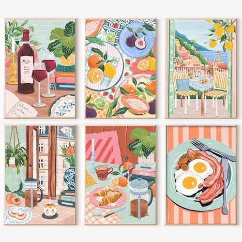 cupmod 6 Packs Paint by Numbers Kit for Adults,Coffee DIY Acrylic Oil Painting Paint by Numbers Kits on Canvas,Adults Paint by Numbers Kits Drawing Paintwork for Home Decor 9.8x13.8inch by Cupmod