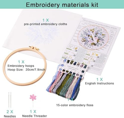 Harimau Letter N Pattern Embroidery Kit for Adult Beginners, Complete Starter Pack with 1 Hoop, Needles, Instruction Guide & Embroidery Stitch Video Tutorials - Image 2