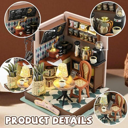Kisoy DIY Miniature House Kit, Tiny House Building Kit with Furniture and LED Light for Adults and Teens, DIY Mini House Craft Kit, Decorations/Gifts for Family and Friends (Meet Cafe) - Image 3