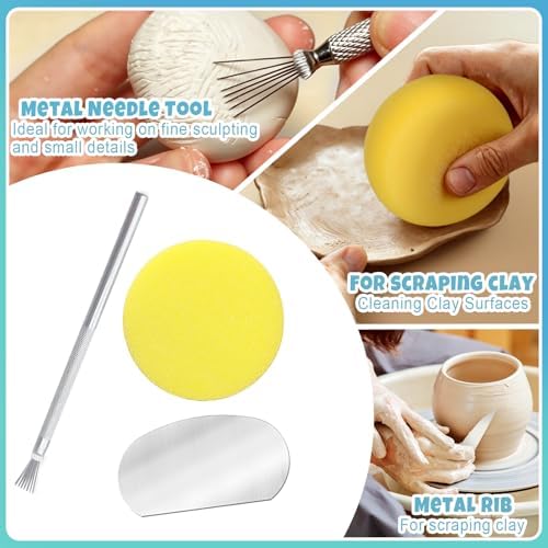 Aukney 100ML Air Dry Clay Varnish and 29pcs Tool Kit, High Gloss Air Dry Clay Glaze, Sealant, Prevent Clay from Cracking, and Scratch Resistant - Pottery Tools for Stippling, Shaping Clay Crafts - Image 5
