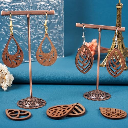 Elecrelive 20pcs Teardrop Wooden Earring Charms Wood Cutouts Earring Blanks Kit Boho Drop Pendants for DIY Earring Necklace Jewelry Making - Image 3
