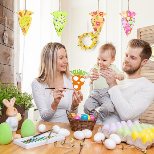 Large Size 7" Wooden Easter Ornaments to Paint, Carrot Wooden DIY Blank Unfinished Round Wood Discs Ornament for Crafts Hanging Decorations(10PCS) - Image 3