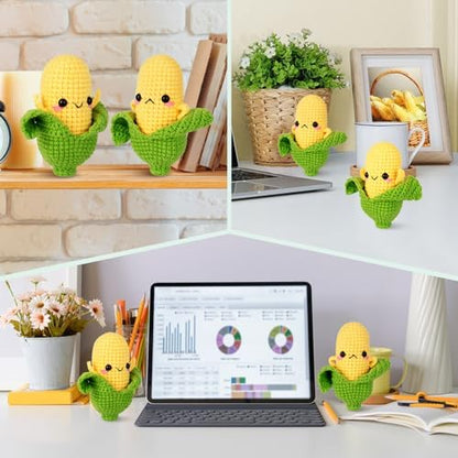 Crochetta Crochet Kit for Beginners - Crochet Starter Kit with Step-by-Step Video Tutorials, Learn to Crochet Kits for Adults, DIY Knitting Supplies, 2 Pcs Corn(40%+ Yarn) - Image 4