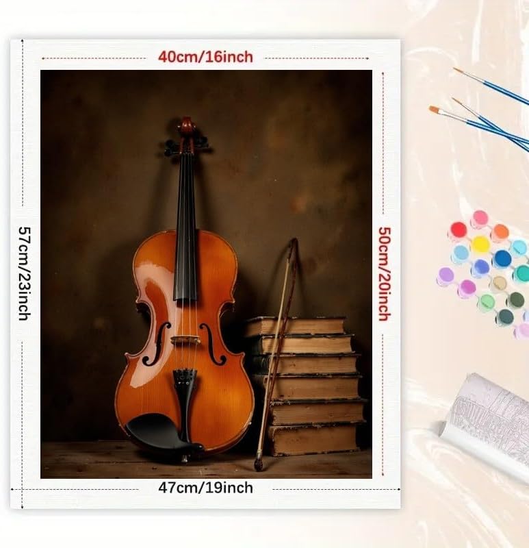 TAOPAOLAB Music Paint by Numbers Kit for Adults - DIY Violin and Old Books Still Life Painting on Canvas 16x20 Inches, Acrylic Paint Set, Suitable for Beginners, Art for Home Decoration or Gifts - Image 2