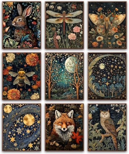 9 Pack Cute Animal Paint by Numbers Kit for Adults Beginner (Without Frame) by KICHANG