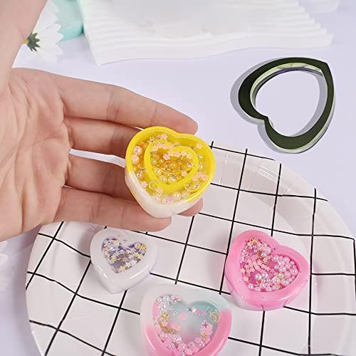 Resin Shaker Silicone Molds, Heart-Shaped Quicksand Silicone Molds Resin Casting Molds Epoxy with PVC Sheets and Colored Beads for Jewelry Making - Image 4