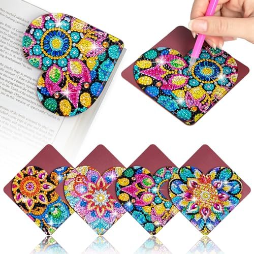 WIVICO 4Pcs Diamond Painting Bookmarks, Diamond Pearl Art Kits for Adults by WIVICO