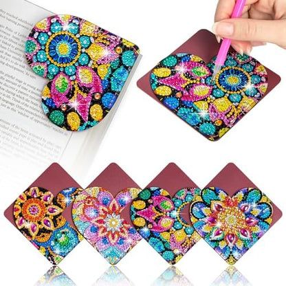 WIVICO 4Pcs Diamond Painting Bookmarks, Diamond Pearl Art Kits for Adults by WIVICO
