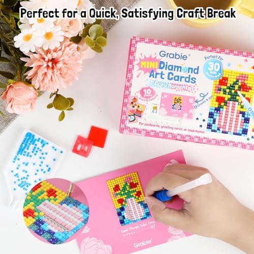 Grabie Mini Diamond Painting Cards Kit, 10 Pack Square Drill, Cozy Moments - Image 6