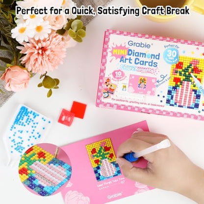 Grabie Mini Diamond Painting Cards Kit, 10 Pack Square Drill, Cozy Moments - Image 6