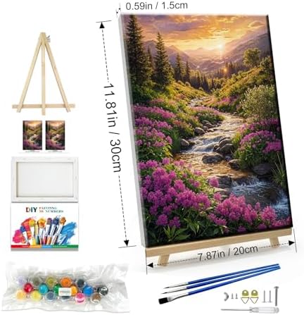 JOOZ Landscape Paint by Number for Adults Beginner with Frame Paint by Number Kits Sunsets on Canvas with Easel DIY Digital Oil Painting for Home Wall Decor Gifts 7.87x11.81 Inch - Image 2
