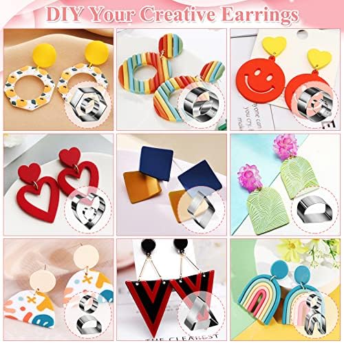 Polymer Clay Earring Making Kit- 30 Clay Earring Cutters, 24 Color Polymer Clay, 8 Circle Cutters, Rollers, B7000 Glue, 640 PCS Earrings Making Tools Accessories for Jewelry DIY (Instructions Include) - Image 6