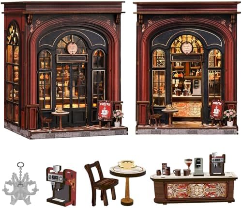 Spilay Book Nook Kit for Adults, Warmglow Coffee DIY Miniature House Kit by SpilayDIYDollhouseMiniature