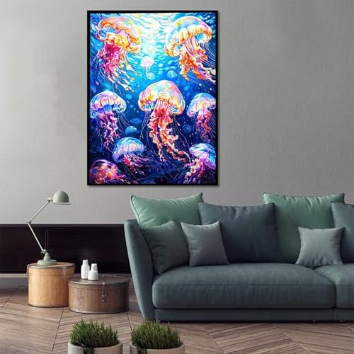 Paint by Numbers Kit for Adults Beginner, Animal Paint by Numbers Jellyfish, DIY Easy Acrylic Watercolor Oil Painting Kit with Brushes, Arts and Crafts for Adult for Home Wall Decor 24x32 in 9-75 - Image 2