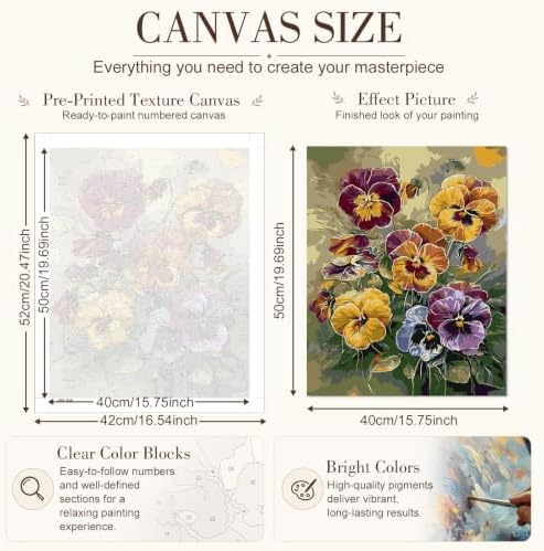 TELMOXA Flowers Paint by Numbers Kit for Adults, 16x20 in - Image 3
