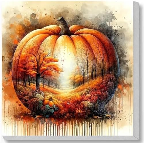 Fall Paint by Numbers Kit for Adults,Pumpkin Paint by Number With Frame by TCDZMYGS