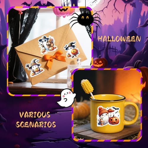 Halloween Stickers for Adults – Premium No-Residue Vinyl Decals with Elegant Ghost, Witch & Pumpkin Illustrations – Waterproof Aesthetic Stickers for Journaling,Home Decor, Party Favors & Crafting - Image 4