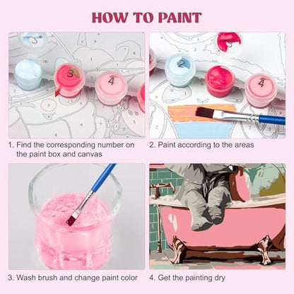 MXJSUA 4 Pack Elephant Shark Animals Framed Paint by Numbers Kit with Canvas for Adults Beginner, DIY Acrylic Oil Painting Kits with Brushes for Home Wall Decor Gift (8x10 inch) - Image 6