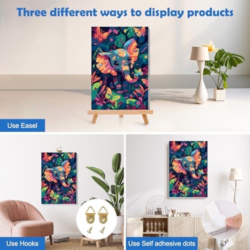 MOGTAA Elephant Paint by Numbers Kit for Adults Beginners with Frame, Butterfly Adult Paint by Number Kits on Canvas with Easel, Easy DIY Landscape Oil Painting Kits for Home Decor, 8x12in - Image 3