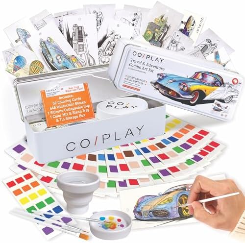 COIPLAY Watercolor Craft Kit, Paint Set, 648 Color Blocks, 52 Coloring Bookmarks, Travel & Adventure Theme, Gift for Kids & Adults by COIPLAY