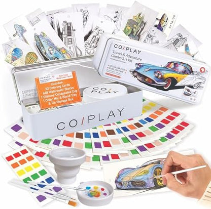 COIPLAY Watercolor Craft Kit, Paint Set, 648 Color Blocks, 52 Coloring Bookmarks, Travel & Adventure Theme, Gift for Kids & Adults by COIPLAY