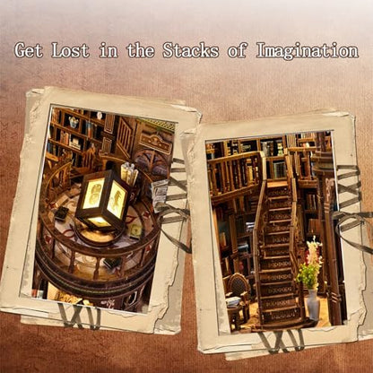 YSWOOD WORLD Book Nook Kit, DIY Miniature House 3D Wooden Puzzle for Adults - Image 6
